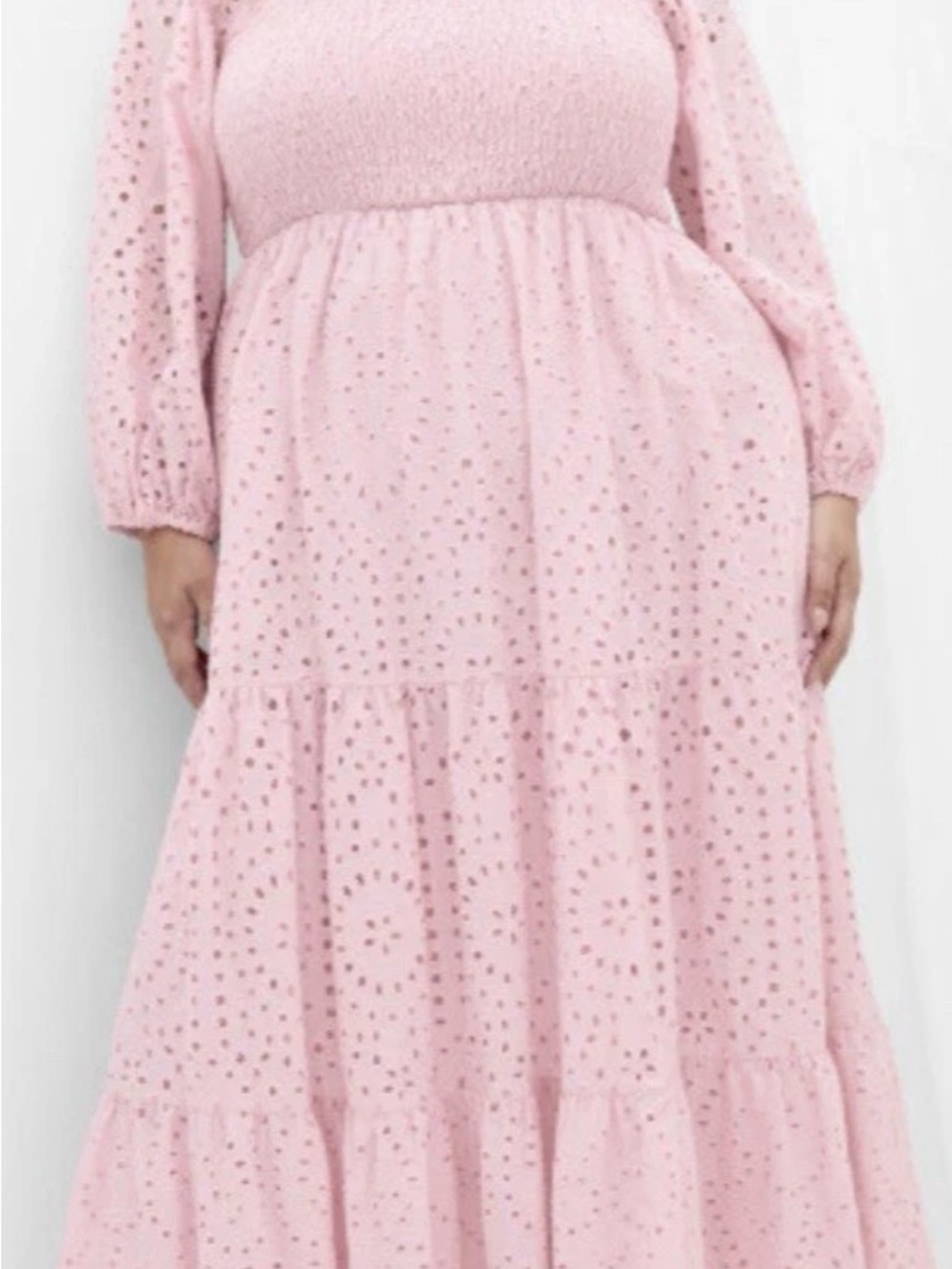 City Chic Soft Pink Eyelet Maxi Dress
